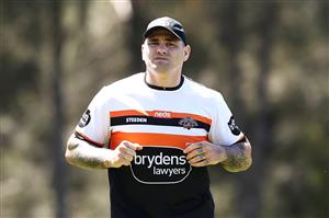 SYDNEY, AUSTRALIA - DECEMBER 07: Russel Packer watches on during the Wests Tigers NRL training session at St. Luke's Park North on December 07, 2020 in Sydney, Australia. (Photo by Mark Kolbe/Getty Images)