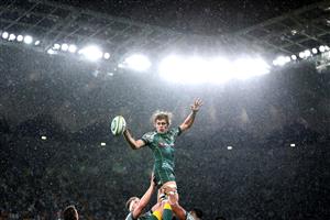 SYDNEY, AUSTRALIA - DECEMBER 05: Ned Hangigan of the Wallabies takes a line out during the 2020 Tri-Nations match between the Australian Wallabies and the Argentina Pumas at Bankwest Stadium on December 05, 2020 in Sydney, Australia. (Photo by Cameron Spencer/Getty Images)