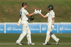 SYDNEY, AUSTRALIA - DECEMBER 07: Cameron Green of Australia A celebrates with Mark Steketee of Australia A after hitting a century during day two of the three-day tour match between Australia A and India A at Drummoyne Oval on December 07, 2020 in Sydney, Australia. (Photo by Mark Metcalfe/Getty Images)