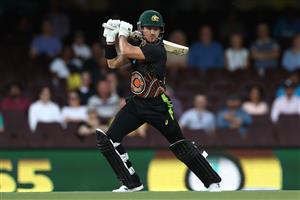 SYDNEY, AUSTRALIA - DECEMBER 06: D'Arcy Short of Australia bats during game two of the Twenty20 International series between Australia and India at Sydney Cricket Ground on December 06, 2020 in Sydney, Australia. (Photo by Ryan Pierse/Getty Images)
