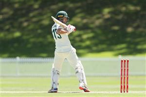 SYDNEY, AUSTRALIA - DECEMBER 07: Joe Burns of Australia A is dismissed by Umesh Yadav of India during day two of the three-day tour match between Australia A and India A at Drummoyne Oval on December 07, 2020 in Sydney, Australia. (Photo by Mark Metcalfe/Getty Images)