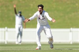 SYDNEY, AUSTRALIA - DECEMBER 07: Kuldeep Yadav of India appeals unsuccessfully for the wicket of Tim Paine of Australia A during day two of the three-day tour match between Australia A and India A at Drummoyne Oval on December 07, 2020 in Sydney, Australia. (Photo by Mark Metcalfe/Getty Images)
