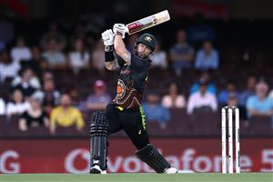 SYDNEY, AUSTRALIA - DECEMBER 06: Matthew Wade of Australia bats during game two of the Twenty20 International series between Australia and India at Sydney Cricket Ground on December 06, 2020 in Sydney, Australia. (Photo by Ryan Pierse/Getty Images)