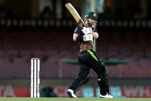 SYDNEY, AUSTRALIA - DECEMBER 06: Matthew Wade of Australia bats during game two of the Twenty20 International series between Australia and India at Sydney Cricket Ground on December 06, 2020 in Sydney, Australia. (Photo by Ryan Pierse/Getty Images)