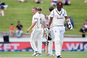 HAMILTON, NEW ZEALAND - DECEMBER 06: Neil Wagner of New Zealand celebrates after taking the final wicket during day four of the First Test match in the series between New Zealand and the West Indies at Seddon Park on December 06, 2020 in Hamilton, New Zealand. (Photo by Kai Schwoerer/Getty Images)