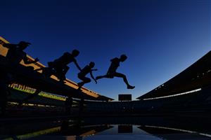 OSAKA, JAPAN - DECEMBER 04: Athletes compete in the men's 3000 meters Steeplechase during the JAAF Athletics Championships Distance Events at Yanmar Stadium Nagai on December 04, 2020 in Osaka, Japan. (Photo by Atsushi Tomura/Getty Images)