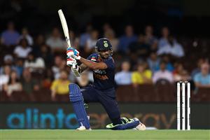 SYDNEY, AUSTRALIA - DECEMBER 06: Shikhar Dhawan of India bats during game two of the Twenty20 International series between Australia and India at Sydney Cricket Ground on December 06, 2020 in Sydney, Australia. (Photo by Ryan Pierse/Getty Images)
