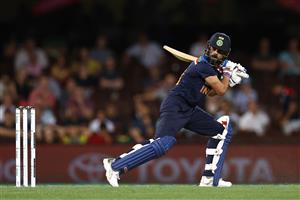 SYDNEY, AUSTRALIA - DECEMBER 06: Virat Kohli of India bats during game two of the Twenty20 International series between Australia and India at Sydney Cricket Ground on December 06, 2020 in Sydney, Australia. (Photo by Ryan Pierse/Getty Images)