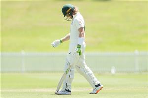 SYDNEY, AUSTRALIA - DECEMBER 07: Will Pucovski of Australia A walks from the field after being dismissed by Umesh Yadav of India during day two of the three-day tour match between Australia A and India A at Drummoyne Oval on December 07, 2020 in Sydney, Australia. (Photo by Mark Metcalfe/Getty Images)