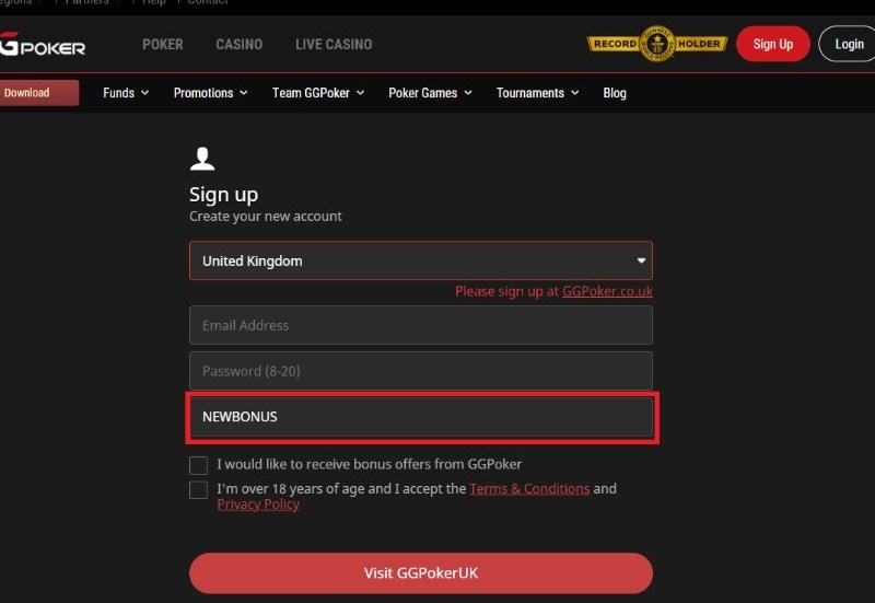 GGPoker NEWBONUS Casino Code