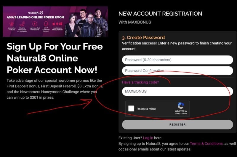 Natural8 Tracking Code is MAXBONUS Natural8 Tracking Code is MAXBONUS