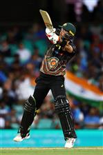 SYDNEY, AUSTRALIA - DECEMBER 08: Glenn Maxwell of Australia bats during game three of the Twenty20 International series between Australia and India at Sydney Cricket Ground on December 08, 2020 in Sydney, Australia. (Photo by Cameron Spencer/Getty Images)
