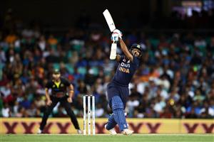SYDNEY, AUSTRALIA - DECEMBER 08: Shikhar Dhawan of India bats during game three of the Twenty20 International series between Australia and India at Sydney Cricket Ground on December 08, 2020 in Sydney, Australia. (Photo by Cameron Spencer/Getty Images)
