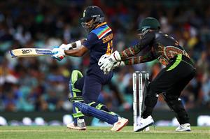 SYDNEY, AUSTRALIA - DECEMBER 08: Shikhar Dhawan of India bats during game three of the Twenty20 International series between Australia and India at Sydney Cricket Ground on December 08, 2020 in Sydney, Australia. (Photo by Cameron Spencer/Getty Images)