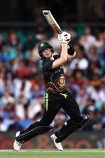 SYDNEY, AUSTRALIA - DECEMBER 08: Steve Smith of Australia bats during game three of the Twenty20 International series between Australia and India at Sydney Cricket Ground on December 08, 2020 in Sydney, Australia. (Photo by Cameron Spencer/Getty Images)