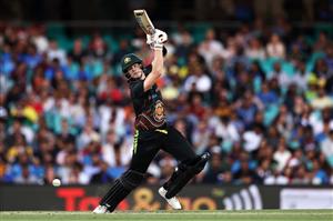 SYDNEY, AUSTRALIA - DECEMBER 08: Steve Smith of Australia bats during game three of the Twenty20 International series between Australia and India at Sydney Cricket Ground on December 08, 2020 in Sydney, Australia. (Photo by Cameron Spencer/Getty Images)