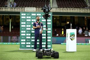 SYDNEY, AUSTRALIA - DECEMBER 08: Virat Kohli of India is interviewed following game three of the Twenty20 International series between Australia and India at Sydney Cricket Ground on December 08, 2020 in Sydney, Australia. (Photo by Cameron Spencer/Getty Images)
