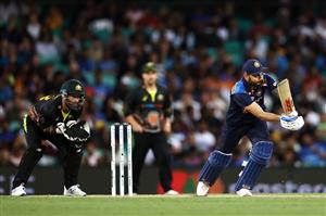 SYDNEY, AUSTRALIA - DECEMBER 08: Virat Kohli of India bats during game three of the Twenty20 International series between Australia and India at Sydney Cricket Ground on December 08, 2020 in Sydney, Australia. (Photo by Cameron Spencer/Getty Images)