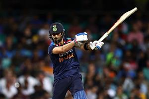 SYDNEY, AUSTRALIA - DECEMBER 08: Virat Kohli of India bats during game three of the Twenty20 International series between Australia and India at Sydney Cricket Ground on December 08, 2020 in Sydney, Australia. (Photo by Cameron Spencer/Getty Images)