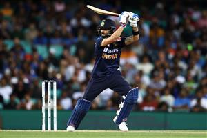 SYDNEY, AUSTRALIA - DECEMBER 08: Virat Kohli of India bats during game three of the Twenty20 International series between Australia and India at Sydney Cricket Ground on December 08, 2020 in Sydney, Australia. (Photo by Cameron Spencer/Getty Images)