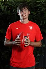 PERTH, AUSTRALIA - DECEMBER 09: Logan McDonald poses following the 2020 AFL Draft virtual event, at his home on December 09, 2020 in Perth, Australia. (Photo by Paul Kane/AFL Photos/via Getty Images)