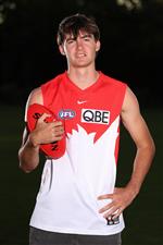 PERTH, AUSTRALIA - DECEMBER 09: Logan McDonald poses following the 2020 AFL Draft virtual event, at the Manning Community Hub on December 09, 2020 in Perth, Australia. (Photo by Paul Kane/AFL Photos/via Getty Images)