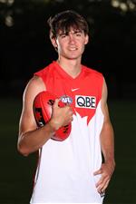PERTH, AUSTRALIA - DECEMBER 09: Logan McDonald poses following the 2020 AFL Draft virtual event, at the Manning Community Hub on December 09, 2020 in Perth, Australia. (Photo by Paul Kane/AFL Photos/via Getty Images)
