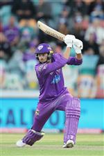 HOBART, AUSTRALIA - DECEMBER 10: Tim David of the Hurricanes bats during the Big Bash League match between the Hobart Hurricanes and Sydney Sixers at Blundstone Arena, on December 10, 2020, in Hobart, Australia. (Photo by Matt King/Getty Images)
