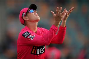 HOBART, AUSTRALIA - DECEMBER 10: Daniel Hughes of the Sixers warms up before the Big Bash League match between the Hobart Hurricanes and Sydney Sixers at Blundstone Arena, on December 10, 2020, in Hobart, Australia. (Photo by Matt King/Getty Images)