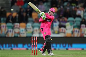 HOBART, AUSTRALIA - DECEMBER 10: Daniel Hughes of the Sixers bats during the Big Bash League match between the Hobart Hurricanes and Sydney Sixers at Blundstone Arena, on December 10, 2020, in Hobart, Australia. (Photo by Matt King/Getty Images)
