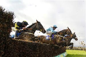 TAUNTON, ENGLAND - DECEMBER 10: Jeremiah McGrath riding El Kaldoun (C) on their way to winning Dave Criddle Travel - Let's Travel Again Novices' Limited Handicap Chase at Taunton Racecourse on December 10, 2020 in Taunton, England. Owners and a limited number of the public are allowed to attend the meeting due to the Coronavirus pandemic. (Photo by Alan Crowhurst/Getty Images)