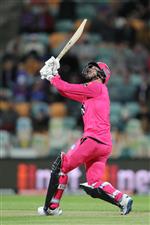 HOBART, AUSTRALIA - DECEMBER 10: James Vince of the Sixers bats during the Big Bash League match between the Hobart Hurricanes and Sydney Sixers at Blundstone Arena, on December 10, 2020, in Hobart, Australia. (Photo by Matt King/Getty Images)