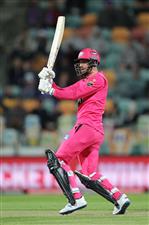 HOBART, AUSTRALIA - DECEMBER 10: James Vince of the Sixers bats during the Big Bash League match between the Hobart Hurricanes and Sydney Sixers at Blundstone Arena, on December 10, 2020, in Hobart, Australia. (Photo by Matt King/Getty Images)