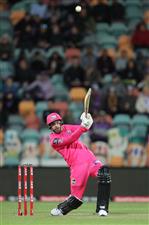 HOBART, AUSTRALIA - DECEMBER 10: James Vince of the Sixers bats during the Big Bash League match between the Hobart Hurricanes and Sydney Sixers at Blundstone Arena, on December 10, 2020, in Hobart, Australia. (Photo by Matt King/Getty Images)