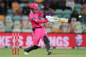 HOBART, AUSTRALIA - DECEMBER 10: Jordan Silk of the Sixers bats during the Big Bash League match between the Hobart Hurricanes and Sydney Sixers at Blundstone Arena, on December 10, 2020, in Hobart, Australia. (Photo by Matt King/Getty Images)