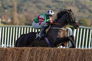 CHELTENHAM, ENGLAND - DECEMBER 12: Darragh O'Keeffe riding Chatham Street Lad clear the last to win The Caspian Caviar Gold Cup Handicap Chase at Cheltenham Racecourse on December 12, 2020 in Cheltenham, England. Owners and a limited number of the public are allowed to attend the meeting due to the Coronavirus pandemic. (Photo by Alan Crowhurst/Getty Images)