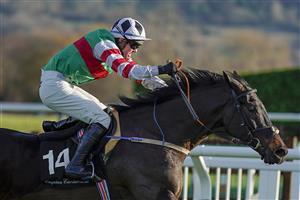 CHELTENHAM, ENGLAND - DECEMBER 12: Darragh O'Keeffe riding Chatham Street Lad clear the last to win The Caspian Caviar Gold Cup Handicap Chase at Cheltenham Racecourse on December 12, 2020 in Cheltenham, England. Owners and a limited number of the public are allowed to attend the meeting due to the Coronavirus pandemic. (Photo by Alan Crowhurst/Getty Images)
