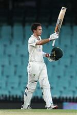 SYDNEY, AUSTRALIA - DECEMBER 13: Jack Wildermuth of Australia A celebrates scoring his century during day three of the Tour Match between Australia A and India at Sydney Cricket Ground on December 13, 2020 in Sydney, Australia. (Photo by Brendon Thorne/Getty Images)