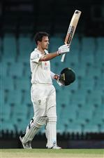 SYDNEY, AUSTRALIA - DECEMBER 13: Jack Wildermuth of Australia A celebrates scoring his century during day three of the Tour Match between Australia A and India at Sydney Cricket Ground on December 13, 2020 in Sydney, Australia. (Photo by Brendon Thorne/Getty Images)