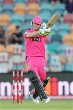 HOBART, AUSTRALIA - DECEMBER 13: Daniel Hughes of the Sixers bats during the Big Bash League match between the Sydney Sixers and the Melbourne Renegades at Blundstone Arena, on December 13, 2020, in Hobart, Australia. (Photo by Matt King/Getty Images)