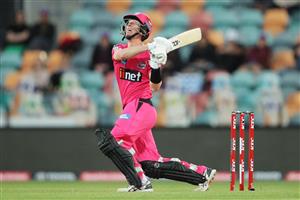 HOBART, AUSTRALIA - DECEMBER 13: Jordan Silk of the Sixers bats during the Big Bash League match between the Sydney Sixers and the Melbourne Renegades at Blundstone Arena, on December 13, 2020, in Hobart, Australia. (Photo by Matt King/Getty Images)