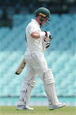 SYDNEY, AUSTRALIA - DECEMBER 13: Marcus Harris of Australia A walks from the field after being dismissed by Mohammed Shami of India during day three of the Tour Match between Australia A and India at Sydney Cricket Ground on December 13, 2020 in Sydney, Australia. (Photo by Brendon Thorne/Getty Images)
