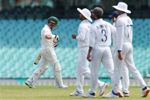 SYDNEY, AUSTRALIA - DECEMBER 13: Marcus Harris of Australia A walks from the field after being dismissed by Mohammed Shami of India during day three of the Tour Match between Australia A and India at Sydney Cricket Ground on December 13, 2020 in Sydney, Australia. (Photo by Brendon Thorne/Getty Images)