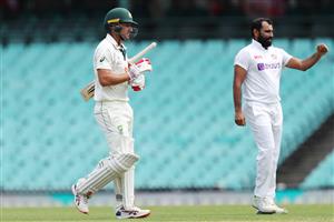 SYDNEY, AUSTRALIA - DECEMBER 13: Joe Burns of Australia A walks from the field after being dismissed by Mohammed Shami of India during day three of the Tour Match between Australia A and India at Sydney Cricket Ground on December 13, 2020 in Sydney, Australia. (Photo by Brendon Thorne/Getty Images)