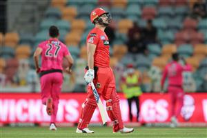 HOBART, AUSTRALIA - DECEMBER 13: Rilee Rossouw of the Renegades looks dejected after being dismissed by Ben Dwarshuis of the Sixers during the Big Bash League match between the Sydney Sixers and the Melbourne Renegades at Blundstone Arena, on December 13, 2020, in Hobart, Australia. (Photo by Matt King/Getty Images)