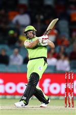 CANBERRA, AUSTRALIA - DECEMBER 14: Daniel Sams of the Thunder bats during the Big Bash League match between the Sydney Thunder and the Brisbane Heat at Manuka Oval, on December 14, 2020, in Canberra, Australia. (Photo by Brendon Thorne/Getty Images)