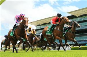 SYDNEY, AUSTRALIA - DECEMBER 12: Robbie Dolan on Crackneck (R) wins race 2 the Farewell Pat Webster Highway Class 3 Plate during Sydney Racing at Royal Randwick on December 12, 2020 in Sydney, Australia. (Photo by Mark Evans/Getty Images)