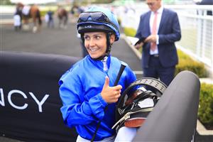 SYDNEY, AUSTRALIA - DECEMBER 12: Rachel King on Athiri returns to scale after winning race 7 the Quincy Seltzer Razor Sharp Handicap during Sydney Racing at Royal Randwick Racecourse on December 12, 2020 in Sydney, Australia. (Photo by Mark Evans/Getty Images)