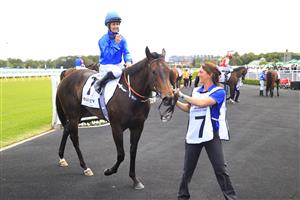 SYDNEY, AUSTRALIA - DECEMBER 12: Rachel King on Athiri returns to scale after winning race 7 the Quincy Seltzer Razor Sharp Handicap during Sydney Racing at Royal Randwick Racecourse on December 12, 2020 in Sydney, Australia. (Photo by Mark Evans/Getty Images)
