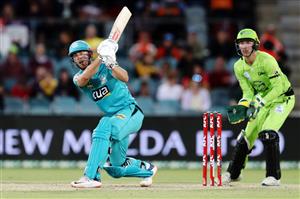 CANBERRA, AUSTRALIA - DECEMBER 14: Chris Lynn of the Heat
bats during the Big Bash League match between the Sydney Thunder and the Brisbane Heat at Manuka Oval, on December 14, 2020, in Canberra, Australia. (Photo by Brendon Thorne/Getty Images)